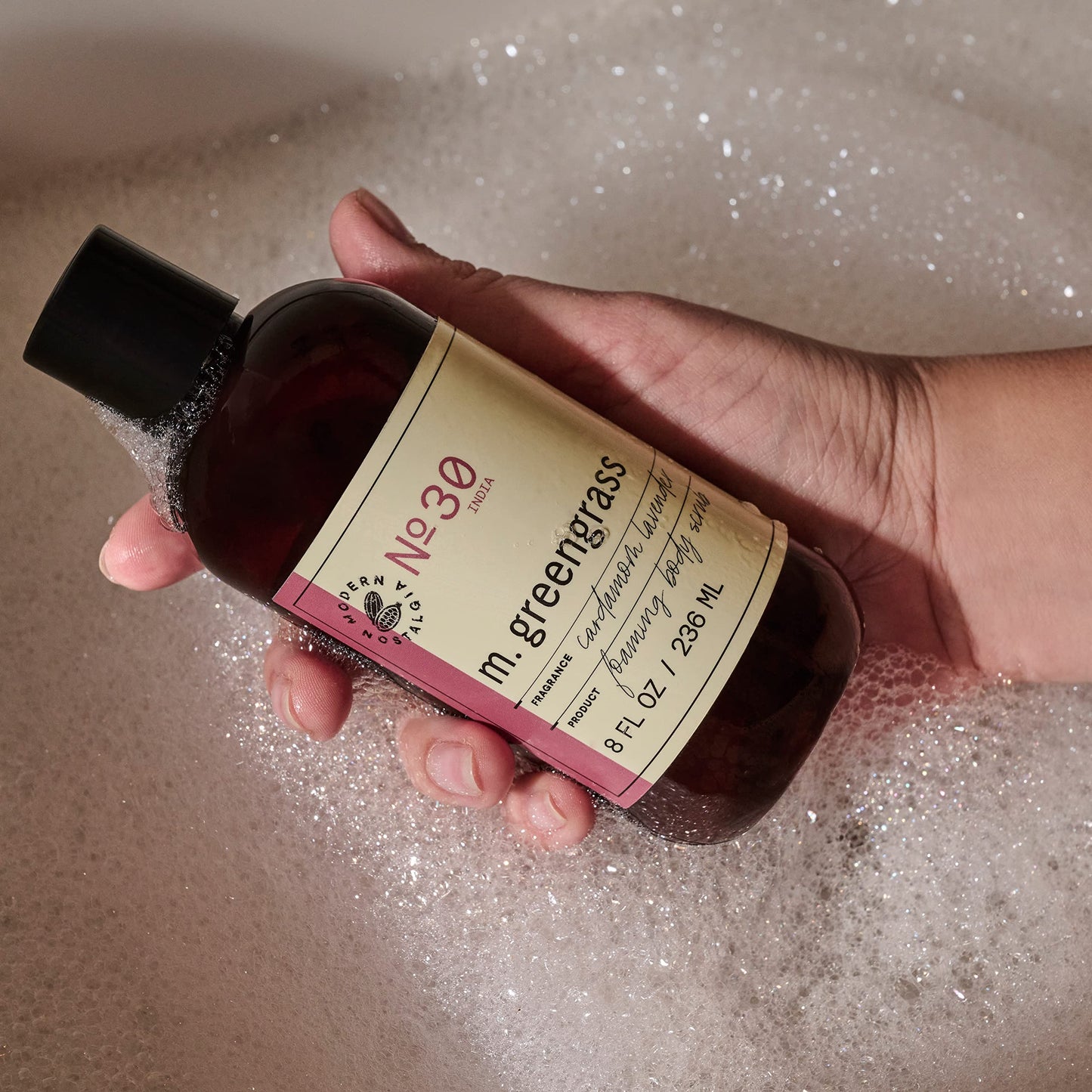 m. greengrass Body Scrub - Exfoliating Foaming Gel Scrub - Cleanser For Women and Men - Dead Skin Remover - Brightens & Smooths - For All Skin Types - Cruelty & Paraben Free - 8 oz - Cardamom Lavender