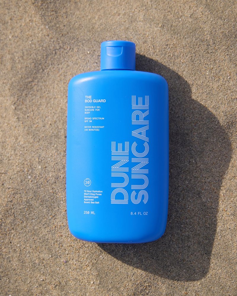 DUNE SUNCARE The Bod Guard - Award-Winning Clear Invisible Gel Body Sunscreen - Broad Spectrum SPF 30 Protection, 72 Hour Hydration, 40 Mins. Water Resistant, Reef Friendly, Non-Greasy (8.4 Fl Oz)