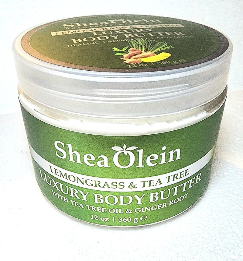 SheaOlein Naturally Essential Shea Olein Body Butter - Lemongrass & Tea Tree | 12oz Moisturizing Cream