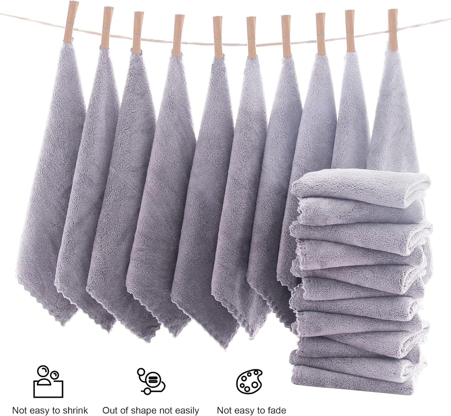 Ultra Soft Premium Washcloths Set - Highly Absorbent Coral Velvet - 12 x 12 Inches | 72 Pack in Light Grey