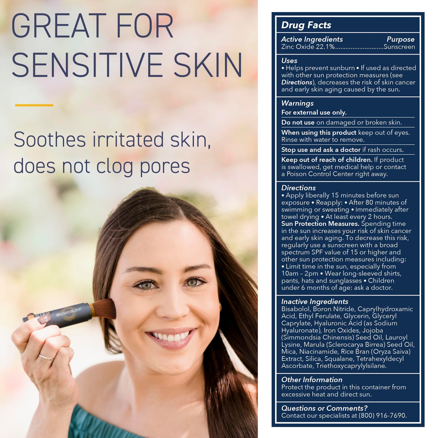 Brush On Block SPF 30 Mineral Powder Sunscreen New Formula, With Niacinamide, Hyaluronic Acid, & Vitamin C, Broad Spectrum, Water Resistant, Translucent, For All Skin Types, Reef Friendly, Mfg in USA