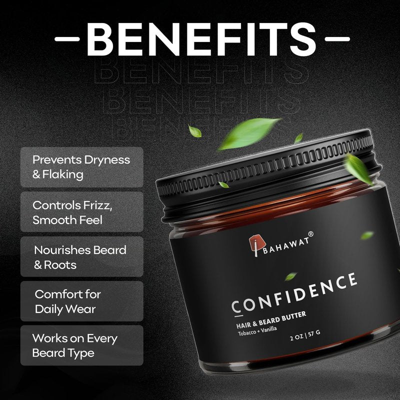 BAHAWAT Hair & Beard Butter for Men Leave-in Conditioner -Tobacco & Vanilla scent - Strengthen & Soften– Made in USA -Organic Natural Ingredients | The Best Beard Butter - 2 oz.