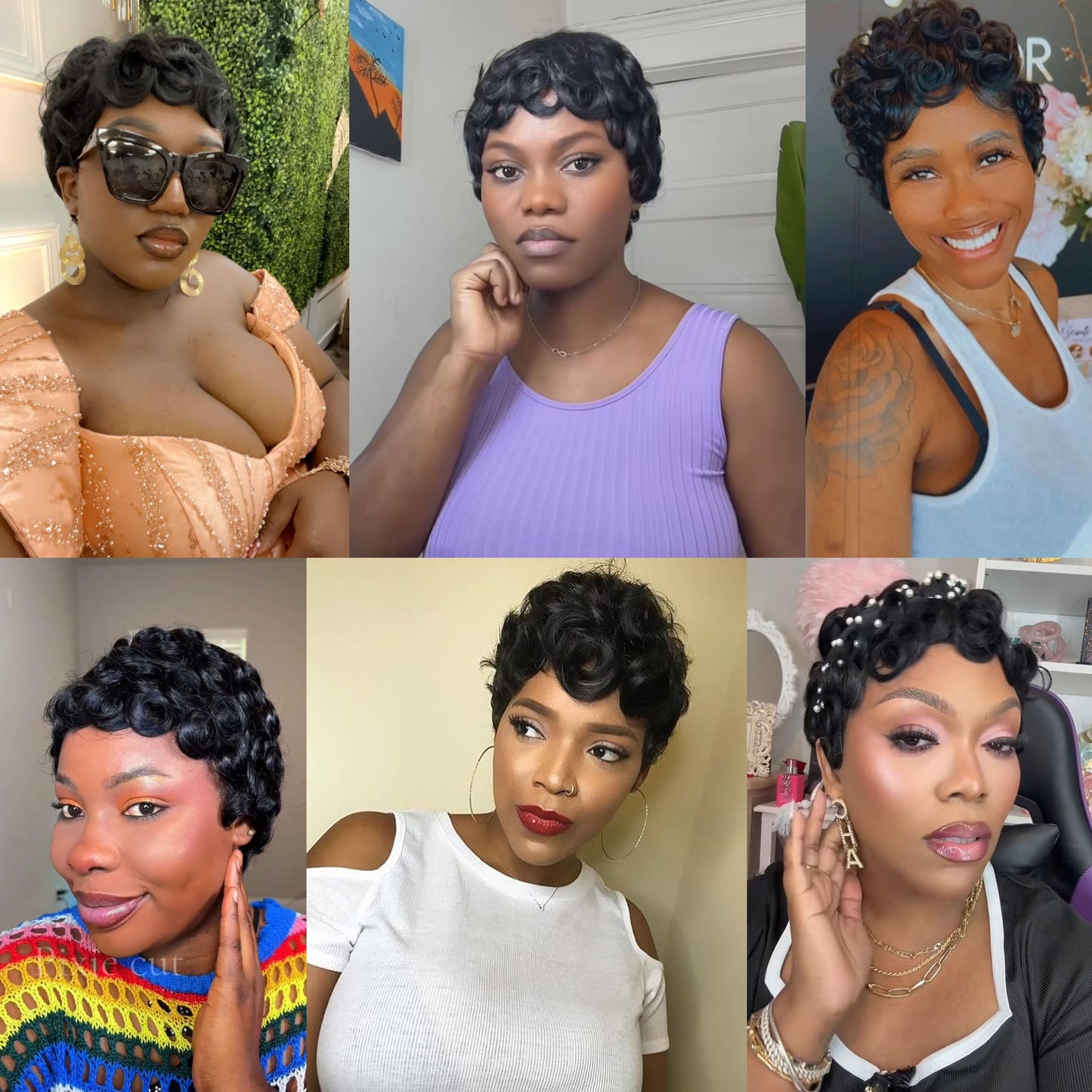 Jgzpfo Pixie Cut Wig Human Hair for Black Women Short Pixie Cut Wigs Natural Looking 100% Real Human Hair Wigs Glueless Full Machine Made Wigs for Black Women (C-025 1B)