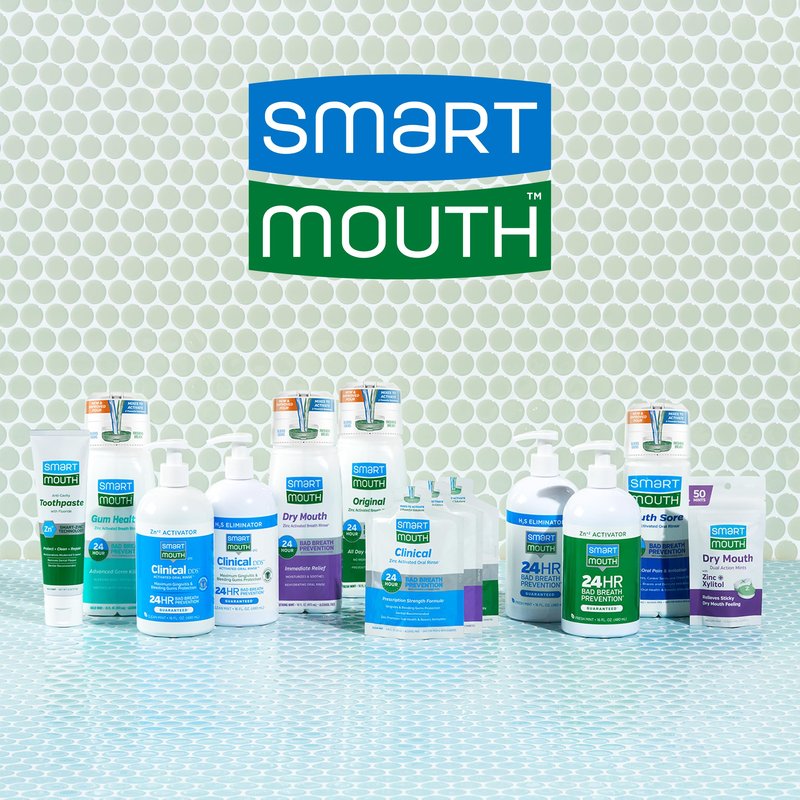 SmartMouth Dry Mouth Dual-Action Mints - Sugar-Free Mints for Dry Mouth Support - With Zinc & Xylitol - Travel-Friendly Packaging for On-the-Go Oral Care - Mellow Mint - 50 Count, 8-Pack