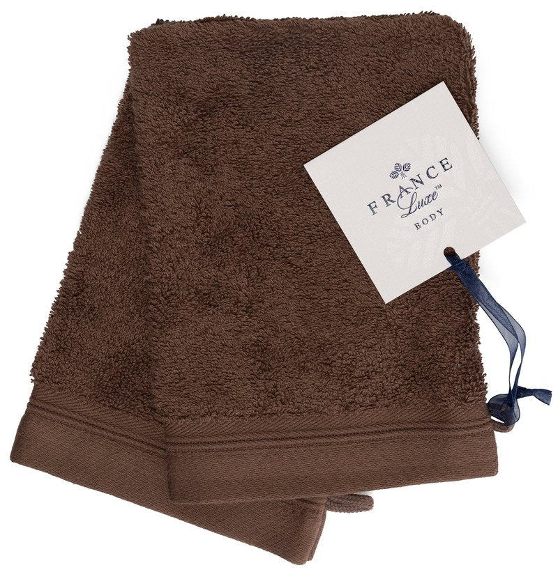 France Luxe Body French-Style Bath Mitt 2-Pack - Brown/Brown