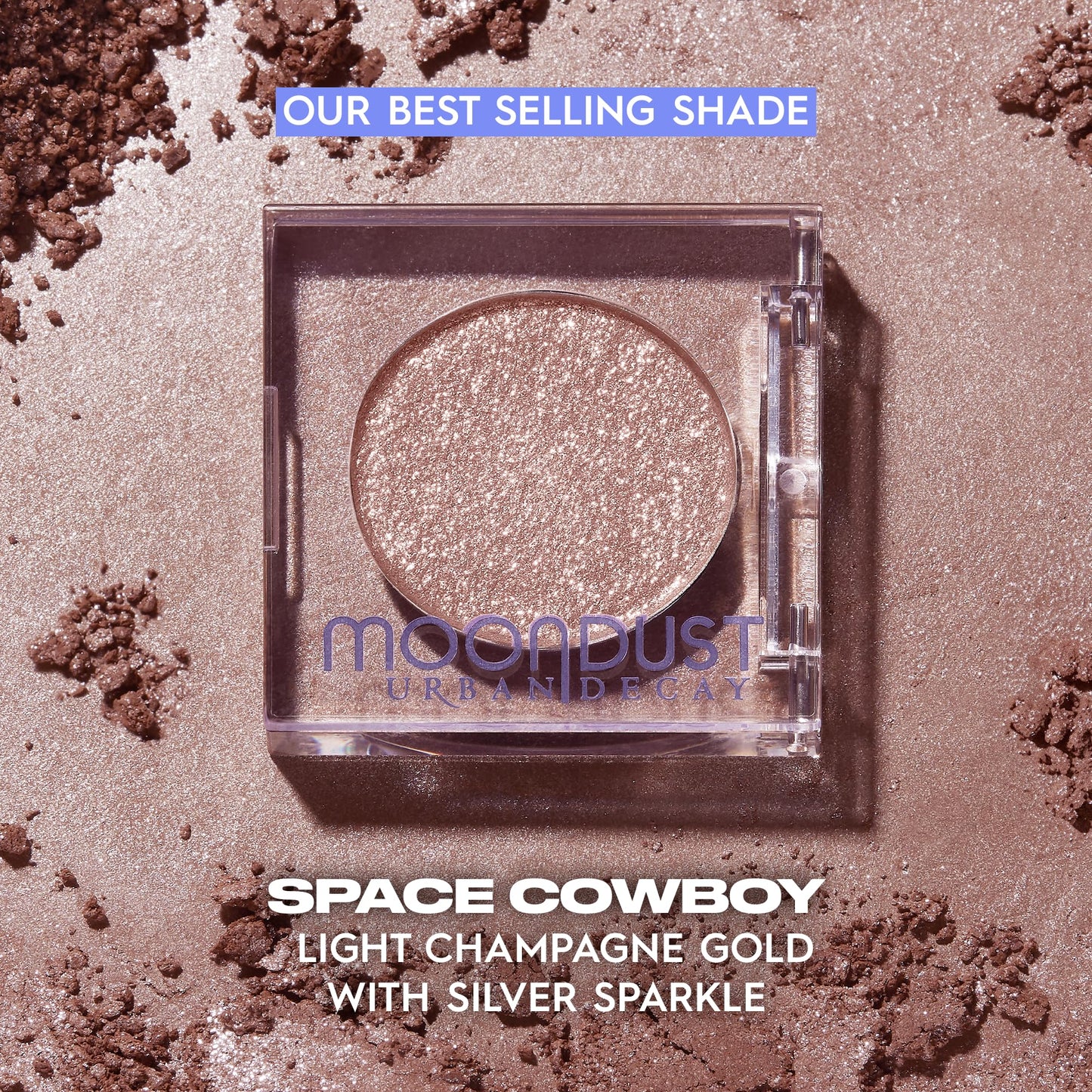 URBAN DECAY Space Cowboy Eyeshadow + Eyeliner Duo Set - Moondust Glittery Eye Shadow (Champagne Gold Silver Sparkle) - 24/7 Waterproof Eyeliner Pencil (Light Peach Shimmer + Silver Glitter)