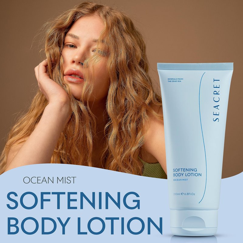 SEACRET Body Lotion for Dry Skin - Daily Moisturizing Lotion with Ceramide, Squalane, Shea Butter & Dead Sea Minerals, Fast-Absorbing Non-Greasy Formula - Ocean Mist Scent, 6.8 Fl Oz / 200 ml