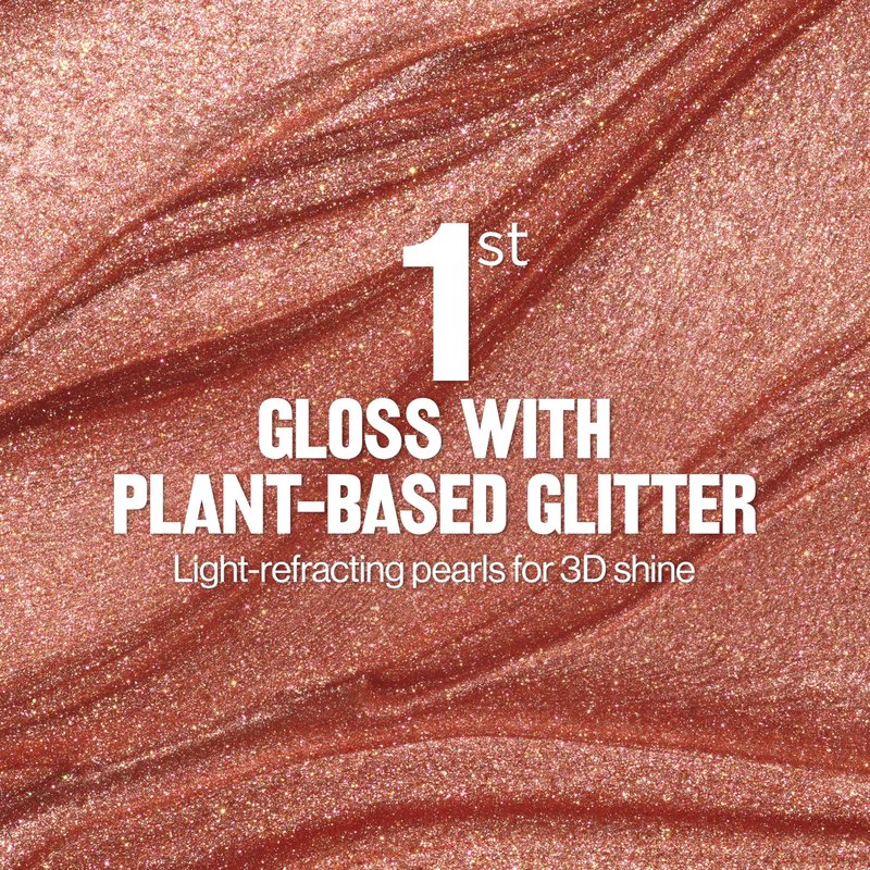 REVLON Super Lustrous Glimmer Gloss, Non-Sticky Hydrating Lip Gloss, High-Shine Sheer Shimmery Finish, Plant-Based Glitter, 005 Glazed Almond, 0.13 fl oz