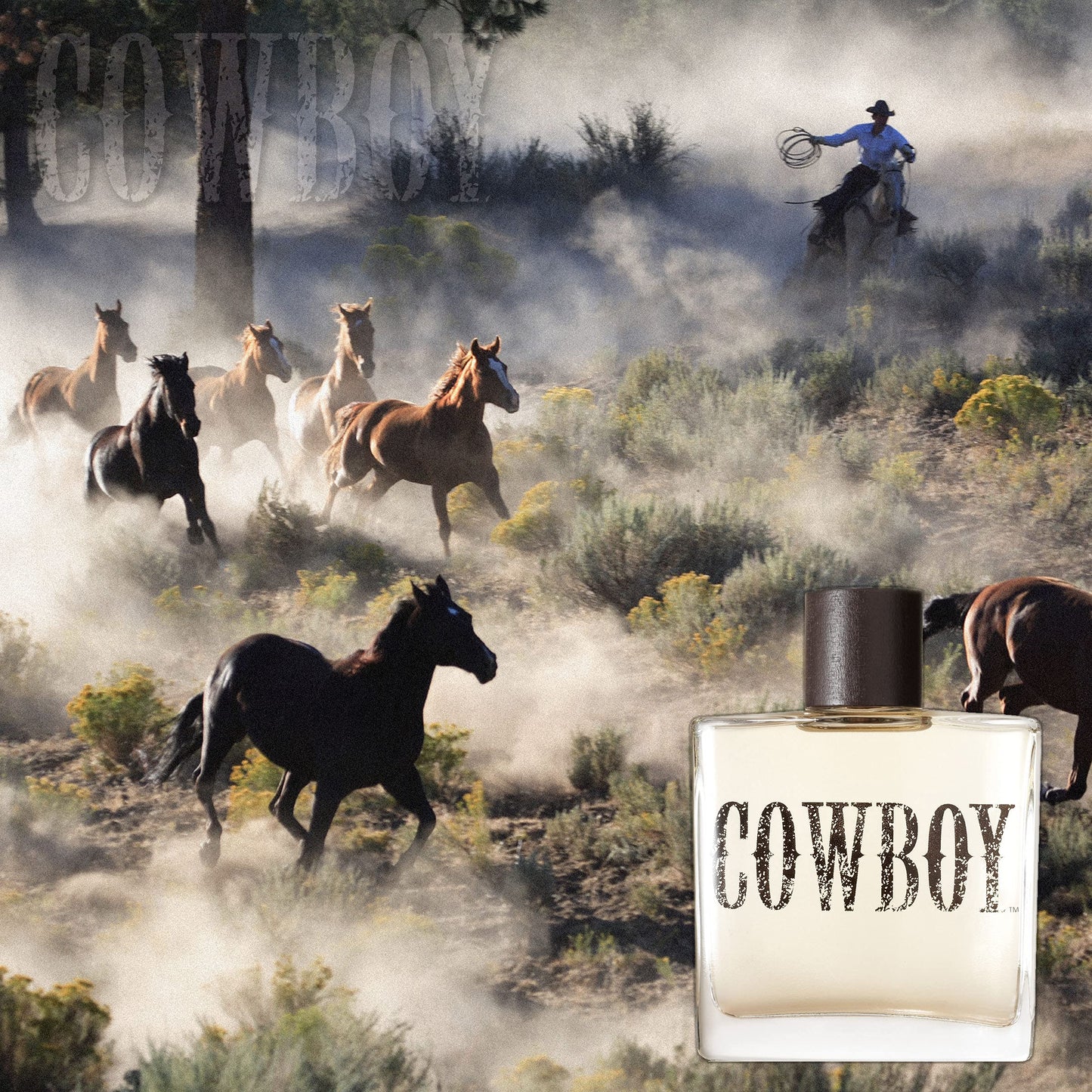 Tru Western Cowboy Cologne for Men 3.4 fl oz, Rugged Woodsy Fragrance, Fresh Moss, Juniper, Sage, Mahogany Woods, Long Lasting, Woody, Spicy, Earthy Masculine Scent