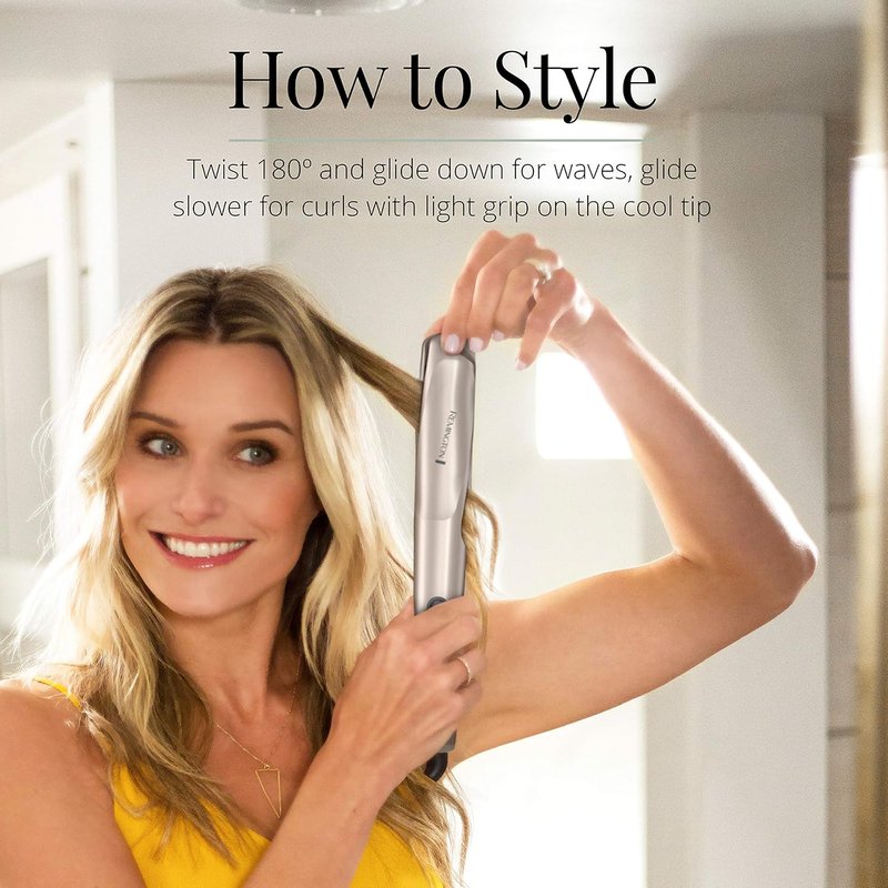 Remington Pro 1" Multi-Styler - Curling Iron & Straightener with Twist & Curl Technology | Color Care Protection, Champagne