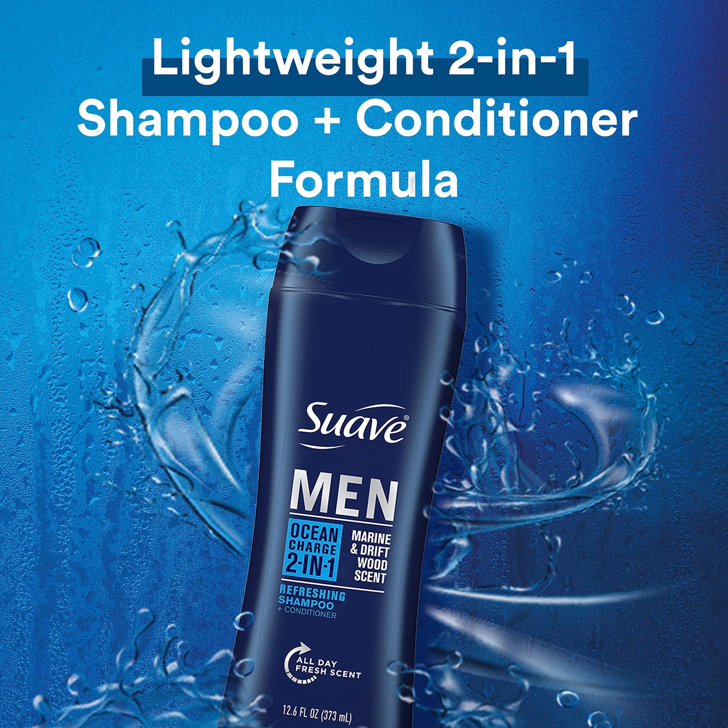 Suave Men 2 in 1 Shampoo and Conditioner Ocean Charge 12.6 oz, Pack of 6