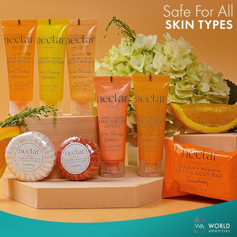Nectar Bulk Bath & Body Bar - Sweet Orange Blossom | 50 Count, Mini Travel Size Toiletries - Eco-Friendly & Recyclable