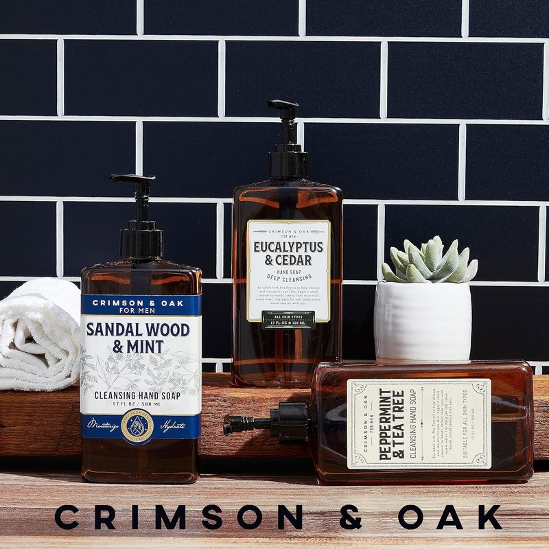 Crimson & Oak Men's Deep Cleansing Hand Soap - 17 Fl Oz Pump Dispenser | Pack of 3