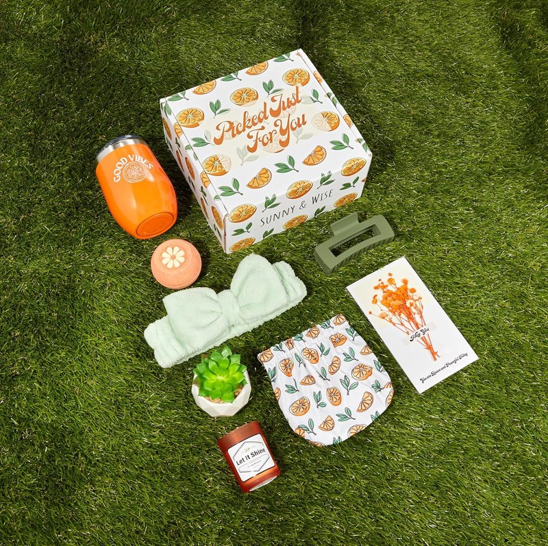 Get Well Soon Basket for Women | Self-Care Spa Kit with Accessory Bag - 8-Piece Relaxing Collection