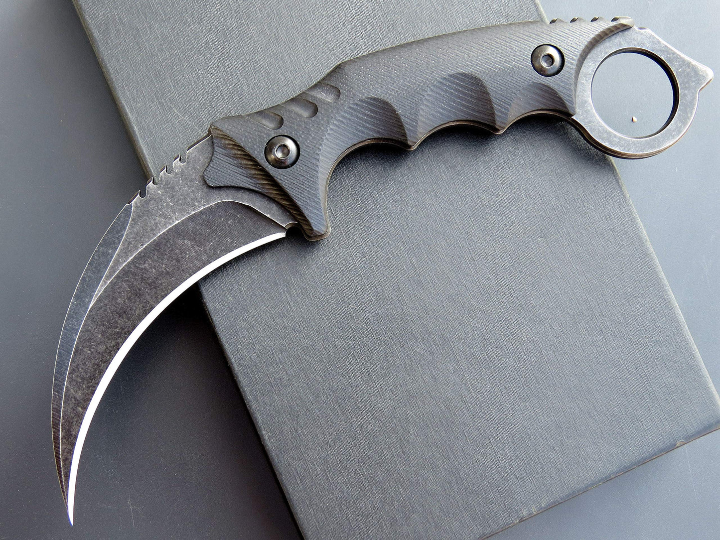 Ccanku C1111 Fixed Blade Knife D2 Steel Blade G10 Handle Claw for Outdoor EDC Survival Knife with Kydex Sheath (Black)